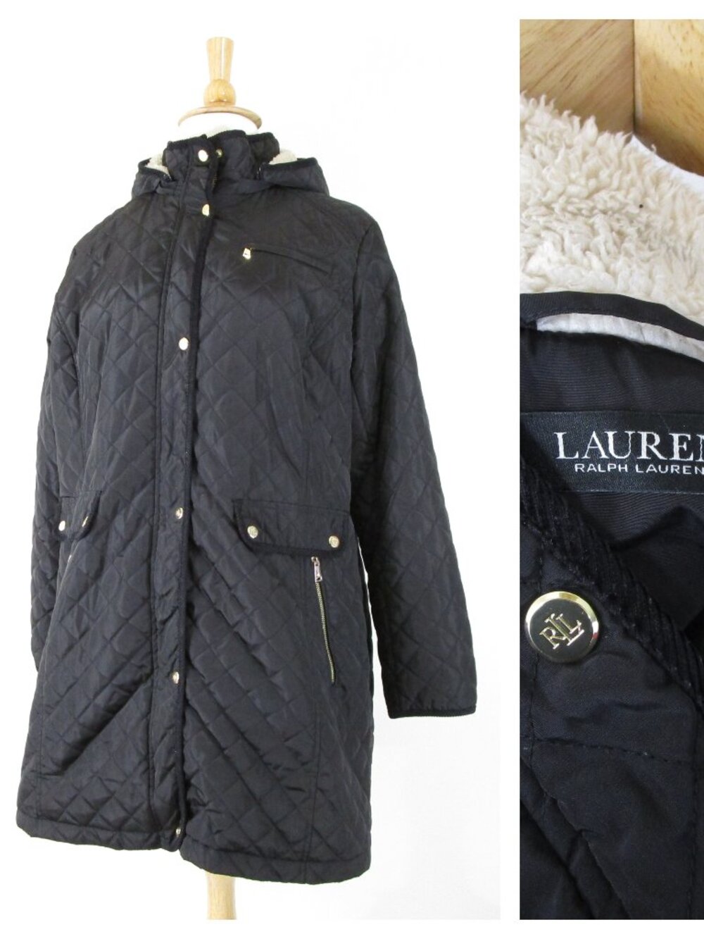 Lauren Ralph Lauren Plus Size Black Quilted Topcoat Parka Over Coat Size 1X